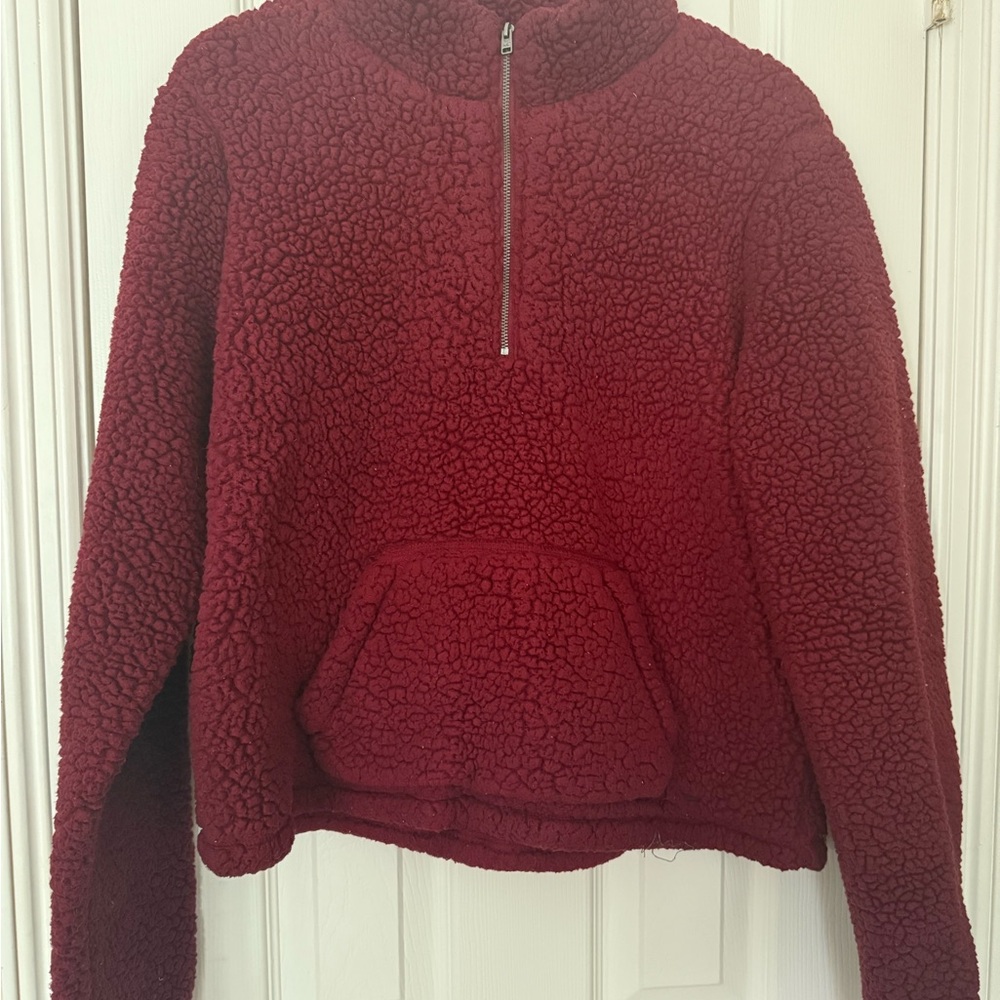 Hollister Deep Red Sherpa Fleece